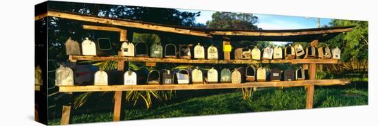Rows of Mailboxes Along Road to Hana, Maui, Hawaii-null-Stretched Canvas