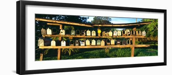 Rows of Mailboxes Along Road to Hana, Maui, Hawaii-null-Framed Photographic Print