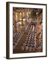 Rows of Monks at Prayer Inside a Temple of the Caodai Religious Sect, at Tay Ninh, Vietnam-Waltham Tony-Framed Photographic Print