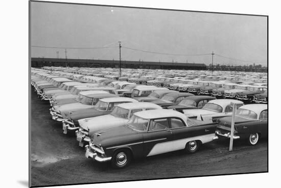 Rows of Plymouth Motor Cars Automobiles-null-Mounted Photographic Print