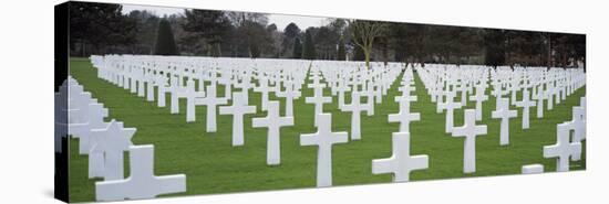 Rows of Tombstones in a Cemetery, American Cemetery, Normandy, France-null-Stretched Canvas