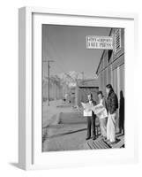 Roy Takeno, Editor, and Group, Manzanar Relocation Center, California-Ansel Adams-Framed Photo