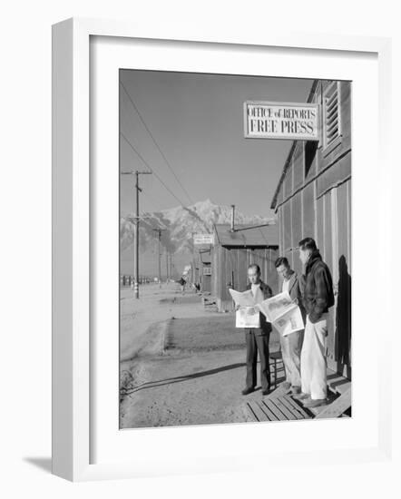 Roy Takeno, Editor, and Group, Manzanar Relocation Center, California-Ansel Adams-Framed Photo