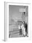 Roy Takeno (Editor) and Group Reading Manzanar Paper [I.E. Los Angeles Times] in Front of Office-Ansel Adams-Framed Art Print