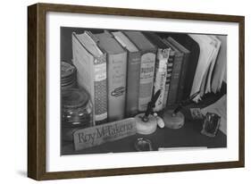 Roy Takeno's Desk, Manzanar Relocation Center-Ansel Adams-Framed Art Print