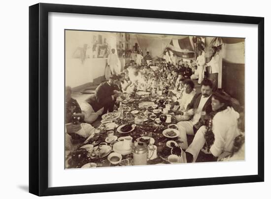 Royal Banquet at King Kalakana's Boat House, C.1875 (Sepia Photo)-null-Framed Giclee Print