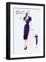 Royal Blue Dress with Corsage-null-Framed Art Print