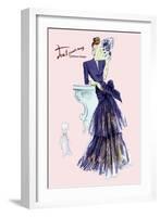 Royal Blue Evening Dress with Fan-null-Framed Art Print