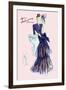 Royal Blue Evening Dress with Fan-null-Framed Art Print