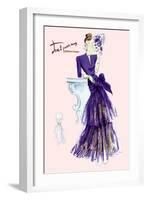 Royal Blue Evening Dress with Fan-null-Framed Art Print