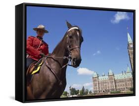 Royal Canadian Mounted Policeman Outside the Parliament Building in Ottawa, Ontario, Canada-Winter Timothy-Framed Stretched Canvas