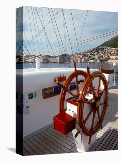 Royal Clipper Helm, Dubrovnik, Croatia-Lisa S^ Engelbrecht-Stretched Canvas