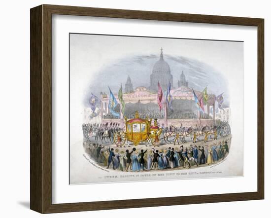 Royal Coach Passing St Paul's Cathedral, City of London, 1837-null-Framed Giclee Print