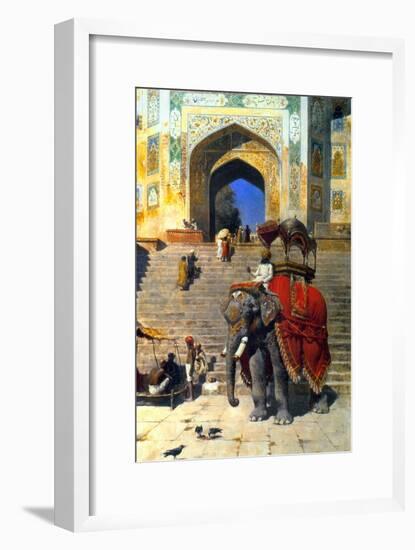 Royal Elephant at the Gateway to the Jami Masjid, Mathura, 19th or Early 20th Century-Edwin Lord Weeks-Framed Giclee Print