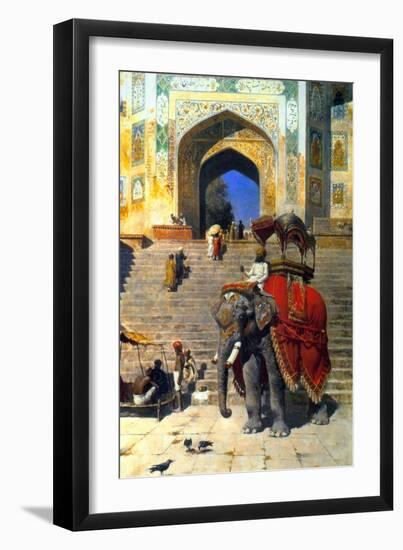 Royal Elephant at the Gateway to the Jami Masjid, Mathura, 19th or Early 20th Century-Edwin Lord Weeks-Framed Giclee Print