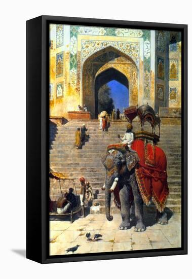 Royal Elephant at the Gateway to the Jami Masjid, Mathura, 19th or Early 20th Century-Edwin Lord Weeks-Framed Stretched Canvas