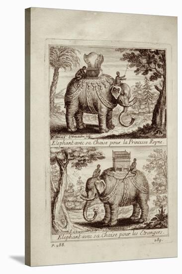 Royal Elephants, from 'Voyage Du Siam Des Peres Jesuites' by Guy Tachard, 1688-null-Stretched Canvas