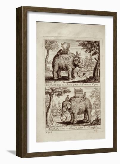 Royal Elephants, from 'Voyage Du Siam Des Peres Jesuites' by Guy Tachard, 1688-null-Framed Giclee Print