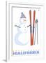 Royal Gorge, California, Snowman with Skis-Lantern Press-Framed Art Print