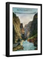 Royal Gorge, Colorado, View of the Bridge and Denver and Rio Grand Railroad Train-Lantern Press-Framed Art Print