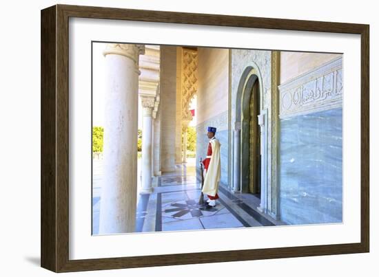 Royal Guard on Duty at Mausoleum of Mohammed V, Rabat, Morocco, North Africa, Africa-Neil Farrin-Framed Photographic Print