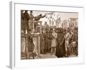 Royal Irish Constabulary Protecting a Government Reporter at a Plan of Campaign Meeting-null-Framed Giclee Print