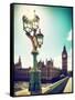 Royal Lamppost UK and Houses of Parliament and Westminster Bridge - Big Ben - London - England-Philippe Hugonnard-Framed Stretched Canvas