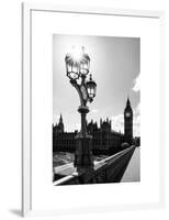 Royal Lamppost UK and Houses of Parliament and Westminster Bridge - Big Ben - London - England-Philippe Hugonnard-Framed Art Print