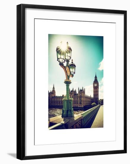 Royal Lamppost UK and Houses of Parliament and Westminster Bridge - Big Ben - London - England-Philippe Hugonnard-Framed Art Print