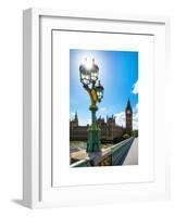 Royal Lamppost UK and Houses of Parliament and Westminster Bridge - Big Ben - London - England-Philippe Hugonnard-Framed Art Print