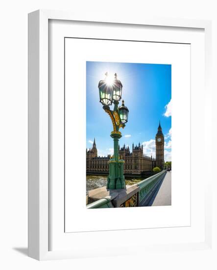 Royal Lamppost UK and Houses of Parliament and Westminster Bridge - Big Ben - London - England-Philippe Hugonnard-Framed Art Print