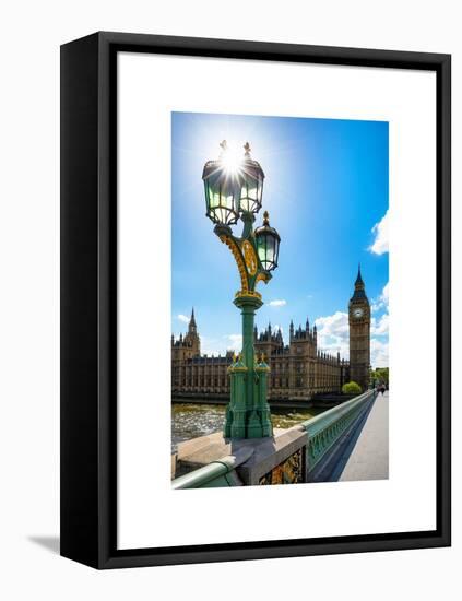 Royal Lamppost UK and Houses of Parliament and Westminster Bridge - Big Ben - London - England-Philippe Hugonnard-Framed Stretched Canvas