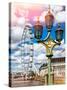 Royal Lamppost UK and London Eye - Millennium Wheel and River Thames - City of London - UK-Philippe Hugonnard-Stretched Canvas