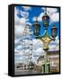 Royal Lamppost UK and London Eye - Millennium Wheel and River Thames - City of London - UK-Philippe Hugonnard-Framed Stretched Canvas