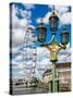 Royal Lamppost UK and London Eye - Millennium Wheel and River Thames - City of London - UK-Philippe Hugonnard-Stretched Canvas