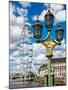 Royal Lamppost UK and London Eye - Millennium Wheel and River Thames - City of London - UK-Philippe Hugonnard-Mounted Photographic Print