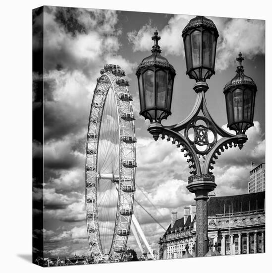 Royal Lamppost UK and London Eye - Millennium Wheel and River Thames - City of London - UK-Philippe Hugonnard-Stretched Canvas