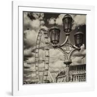 Royal Lamppost UK and London Eye - Millennium Wheel and River Thames - City of London - UK-Philippe Hugonnard-Framed Photographic Print