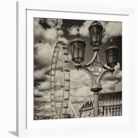 Royal Lamppost UK and London Eye - Millennium Wheel and River Thames - City of London - UK-Philippe Hugonnard-Framed Photographic Print