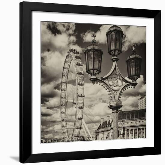 Royal Lamppost UK and London Eye - Millennium Wheel and River Thames - City of London - UK-Philippe Hugonnard-Framed Photographic Print