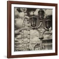 Royal Lamppost UK and London Eye - Millennium Wheel and River Thames - City of London - UK-Philippe Hugonnard-Framed Photographic Print