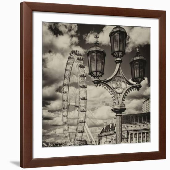 Royal Lamppost UK and London Eye - Millennium Wheel and River Thames - City of London - UK-Philippe Hugonnard-Framed Photographic Print