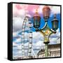 Royal Lamppost UK and London Eye - Millennium Wheel and River Thames - City of London - UK-Philippe Hugonnard-Framed Stretched Canvas