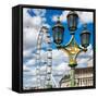 Royal Lamppost UK and London Eye - Millennium Wheel and River Thames - City of London - UK-Philippe Hugonnard-Framed Stretched Canvas