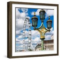 Royal Lamppost UK and London Eye - Millennium Wheel and River Thames - City of London - UK-Philippe Hugonnard-Framed Photographic Print