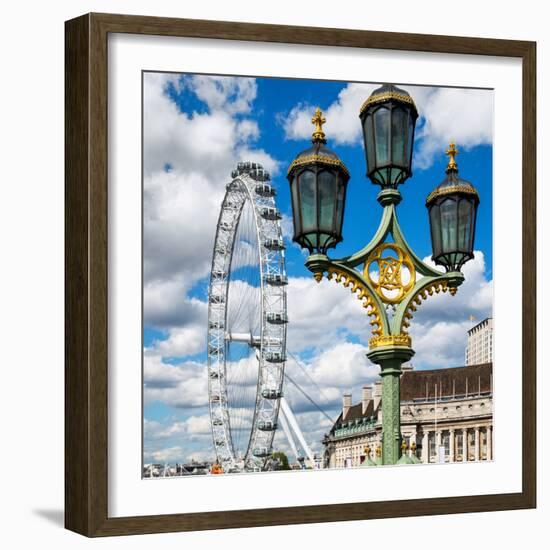 Royal Lamppost UK and London Eye - Millennium Wheel and River Thames - City of London - UK-Philippe Hugonnard-Framed Photographic Print