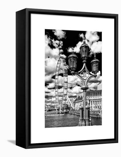 Royal Lamppost UK and London Eye - Millennium Wheel and River Thames - City of London - UK-Philippe Hugonnard-Framed Stretched Canvas