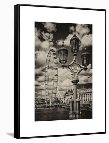 Royal Lamppost UK and London Eye - Millennium Wheel and River Thames - City of London - UK-Philippe Hugonnard-Framed Stretched Canvas