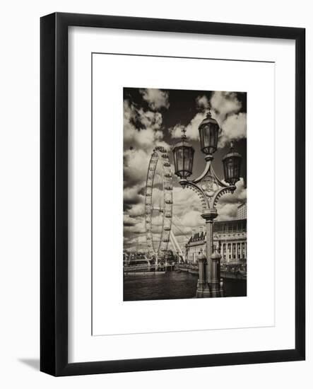 Royal Lamppost UK and London Eye - Millennium Wheel and River Thames - City of London - UK-Philippe Hugonnard-Framed Art Print