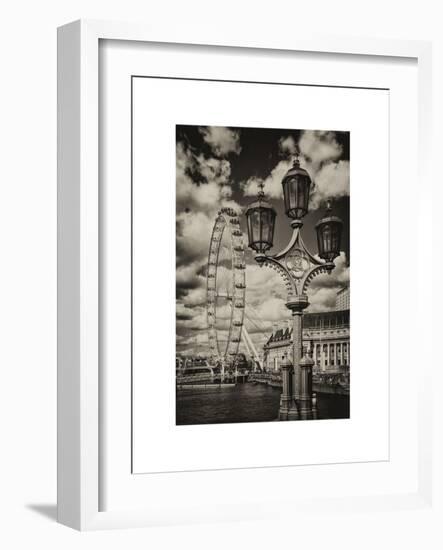 Royal Lamppost UK and London Eye - Millennium Wheel and River Thames - City of London - UK-Philippe Hugonnard-Framed Art Print